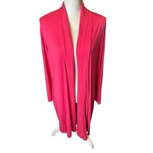 NATORI Ponte Knit Topper Open Cardigan Kimono Lounge Flow Pink Sz Large